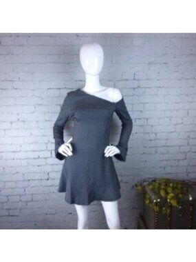 Bobi Black Asymmetrical Bell Sleeve Skater Dress Small
